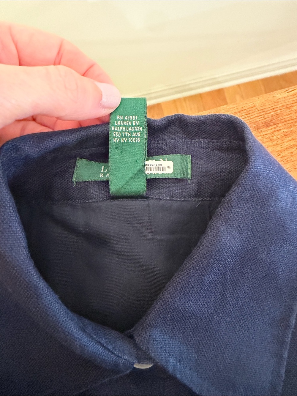 Lauren Ralph Lauren Navy Blue Linen Sleeveless Button Down Dress CBK Women’s  4 - Picture 7 of 9